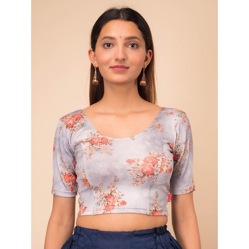 Bindigasm’s Advi Printed Stretchable Jacquard Saree Blouse