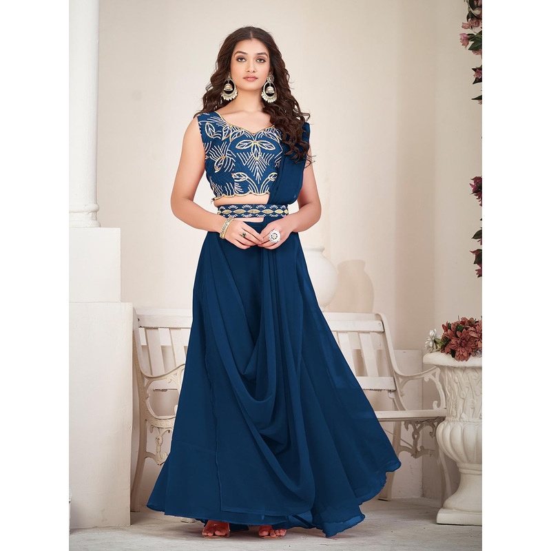 KALINI Embroidered Ready to Wear Lehenga & Unstitched Blouse With Dupatta