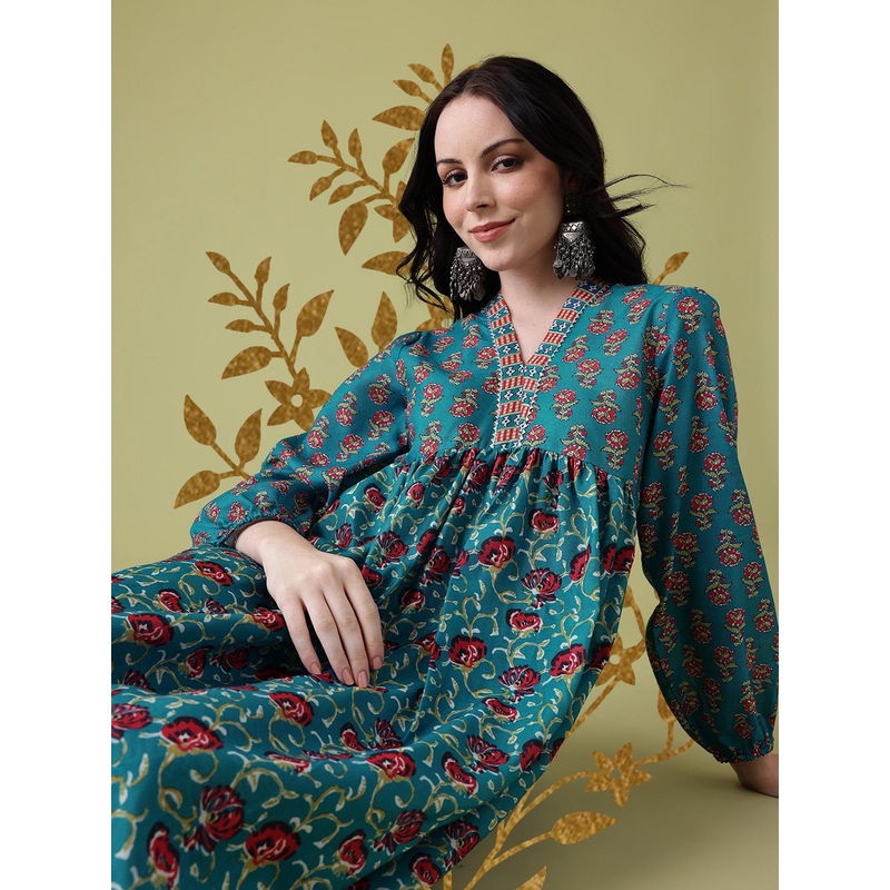 Anouk Ethnic Motifs Print Empire Kurta with Trousers