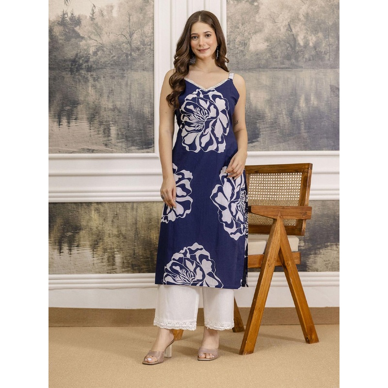 Anouk Rustic Women Floral Printed Sleeveless Cotton Kurta