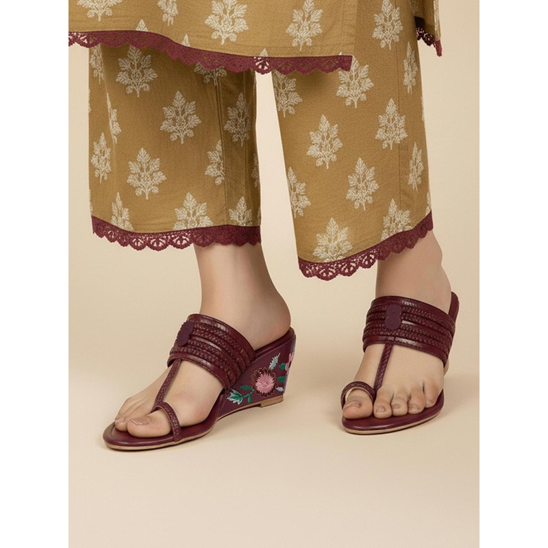 House of Pataudi Ethnic Braided Wedge Heels