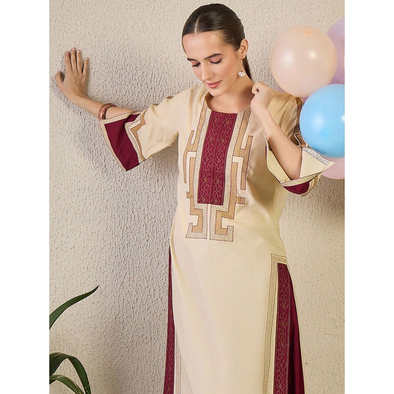 Indo Era Embroidered Round Neck Kurta With Palazzos