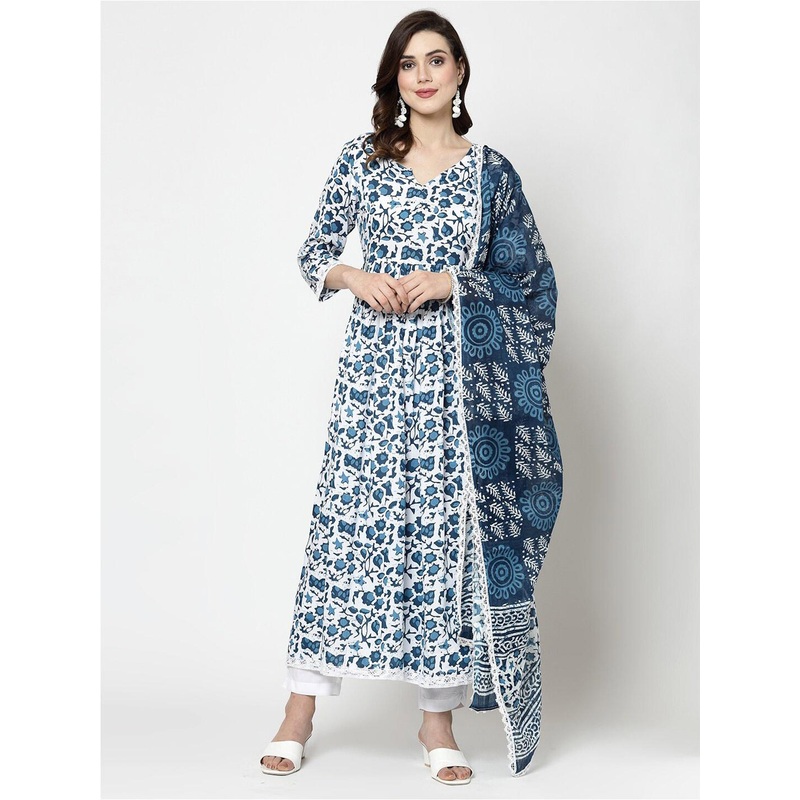 KALINI  Floral Printed Kurta With Trouser & Dupatta