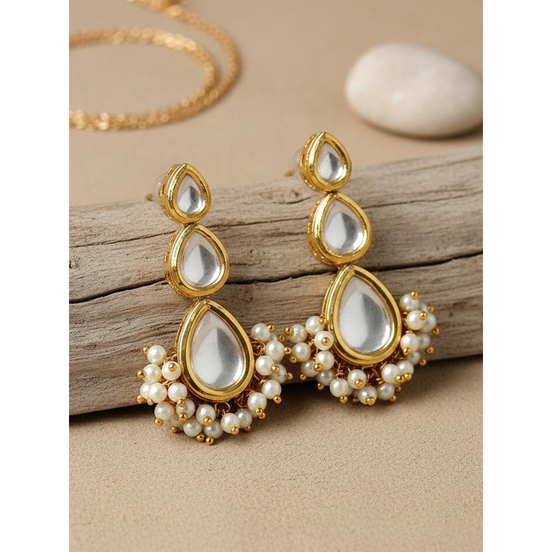KARATCART Gold Plated Drop Shape Earrings