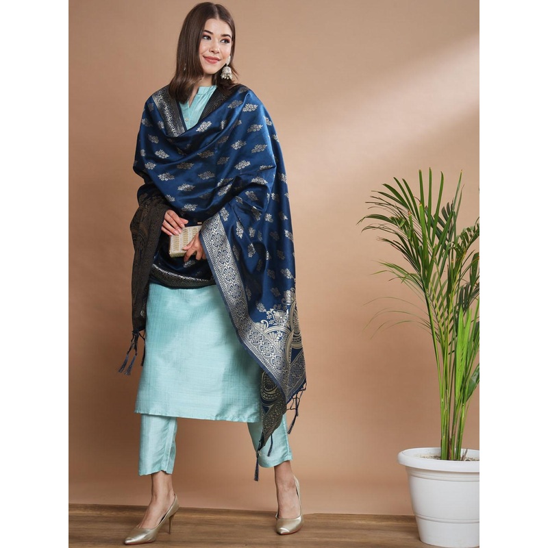 VredeVogel Mandarin Collar Kurta With Trousers & Dupatta