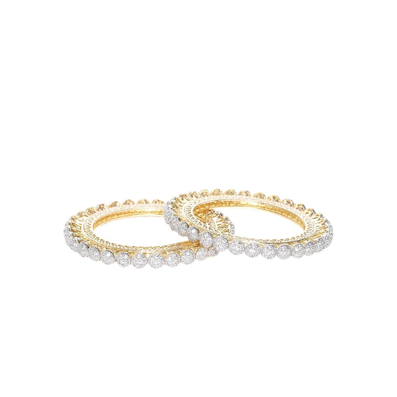 YouBella Set Of 2 Gold Plated Stone-Studded Bangles