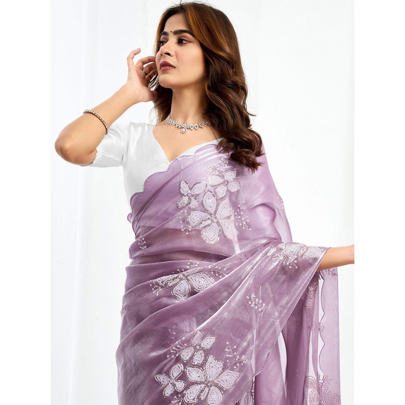 all about you Floral Sequinned Pure Chiffon Saree