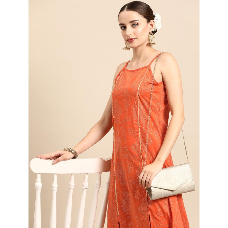 Anouk Ethnic Motifs Printed Shoulder Straps A-Line Kurta