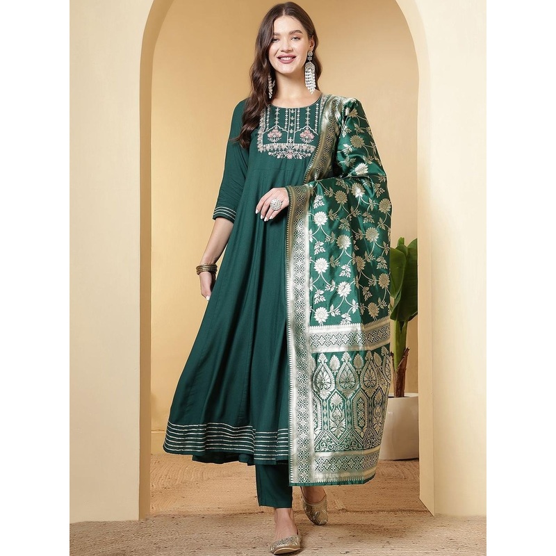 Anouk Rustic  Women Embroidered Viscose Rayon Kurta Sets