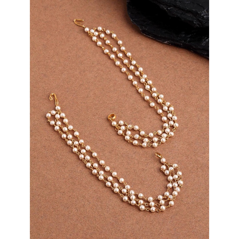 PANASH Gold-Plated & White Classic Earring Chain