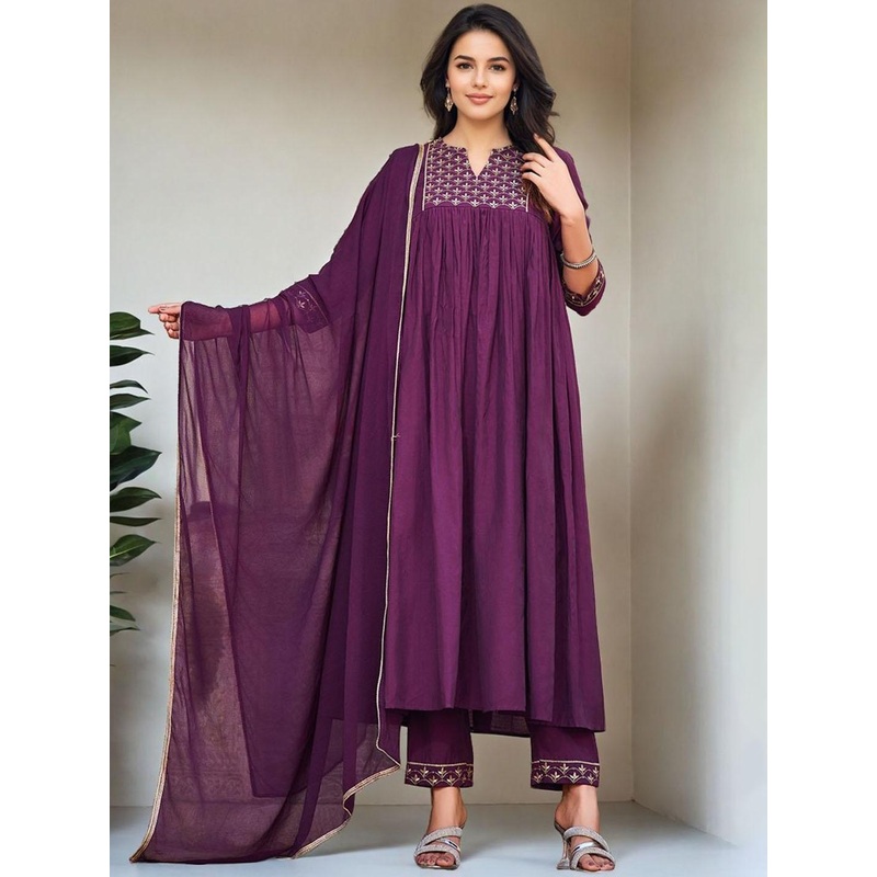 SZN Women Floral Embroidered Regular Kurta with Trousers &  Dupatta