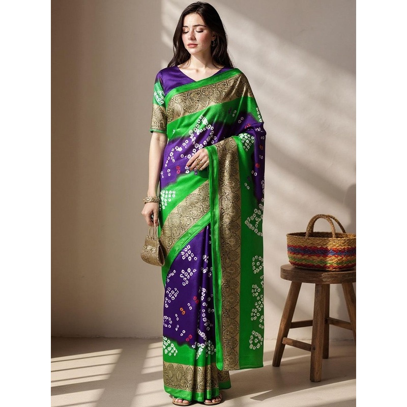 Anouk Rustic Woven Design Bandhani Print Zari Bandhani Saree