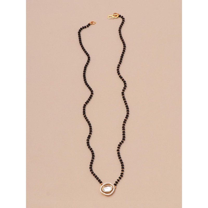 CAPILITE Jewellers Gold-Plated American Diamond Studded & Beaded Mangalsutra