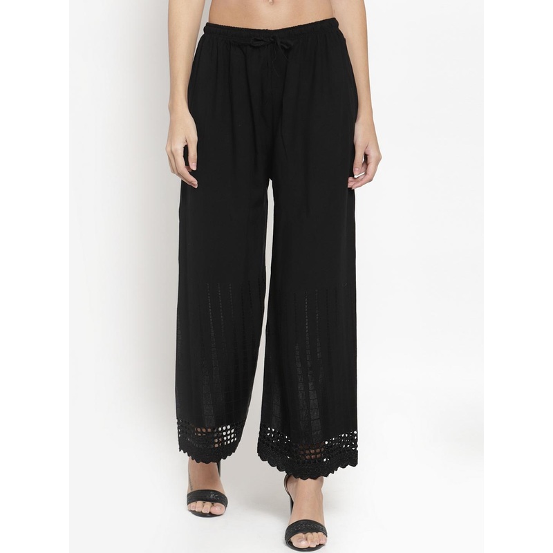 Clora Creation Women Black Solid Straight Palazzos