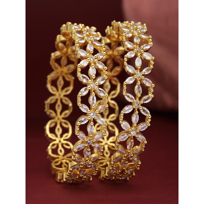 ZENEME Set Of 2 Gold-Plated AD-Studded Bangles