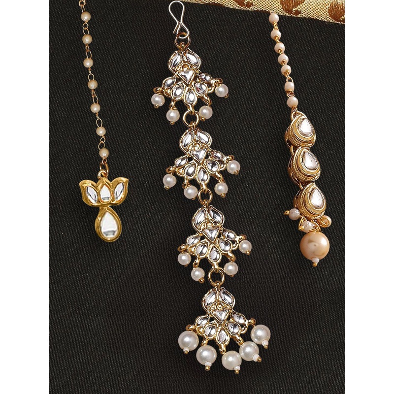 Anouk Set Of 3 Kundan Studded Delicate Maang Tikkas