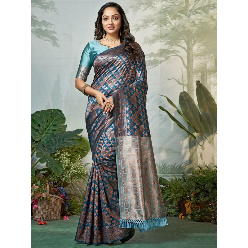 DIVASTRI Ethnic Motifs Zari Woven Design Banarasi Saree