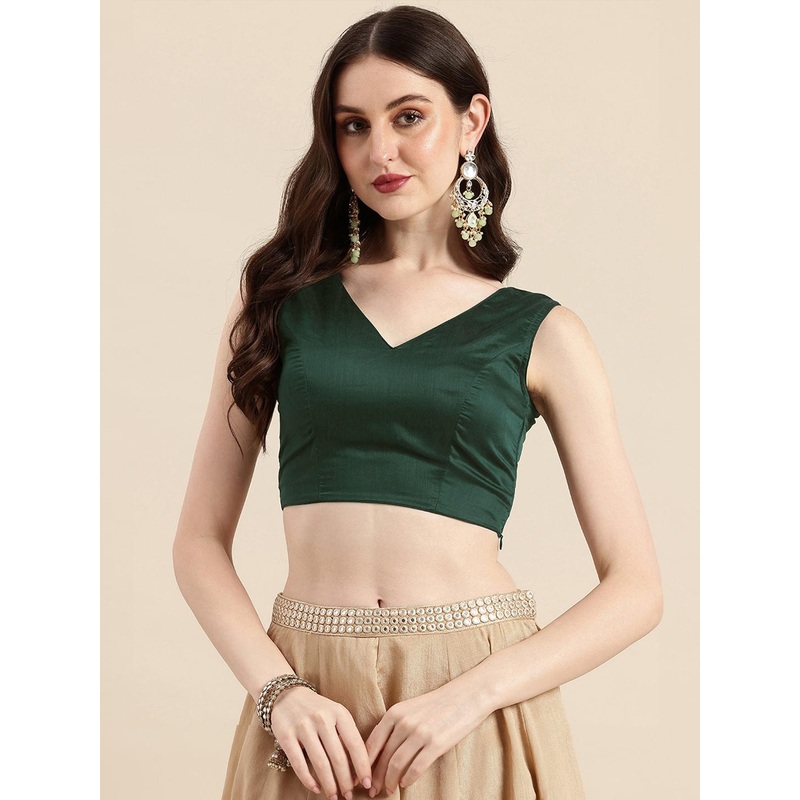 Ethnovog Solid Ready To Wear Chanderi Silk Blouse