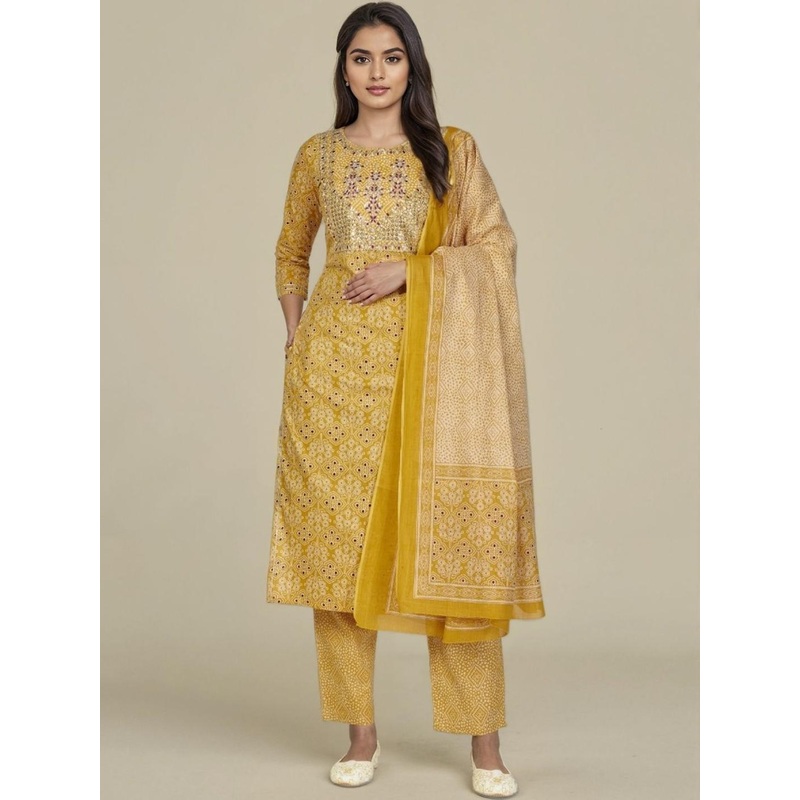SZN Women Yellow Kurta Sets
