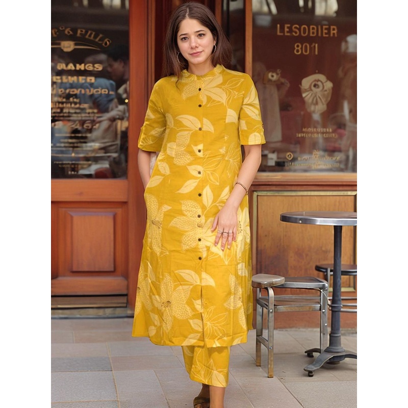 Aaghnya Women Floral Printed Regular Kurta with Palazzos
