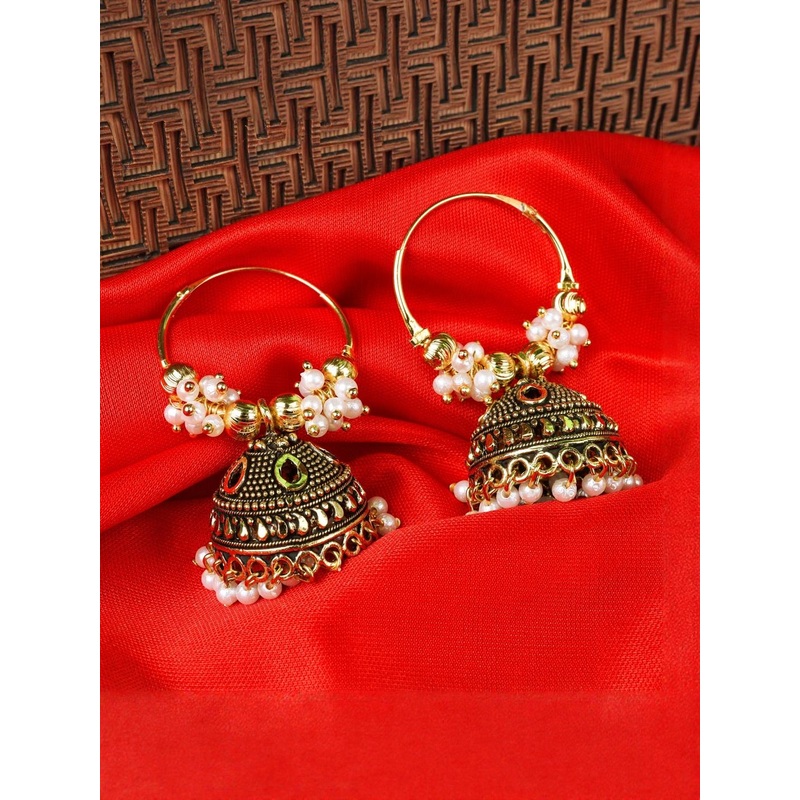 Accessoo Artificial Beaded Circular Shaped Jhumkas