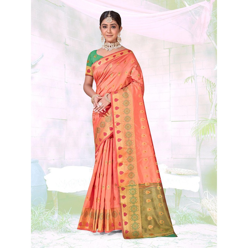Anouk Rustic Ethnic Motifs Zari Chanderi Saree