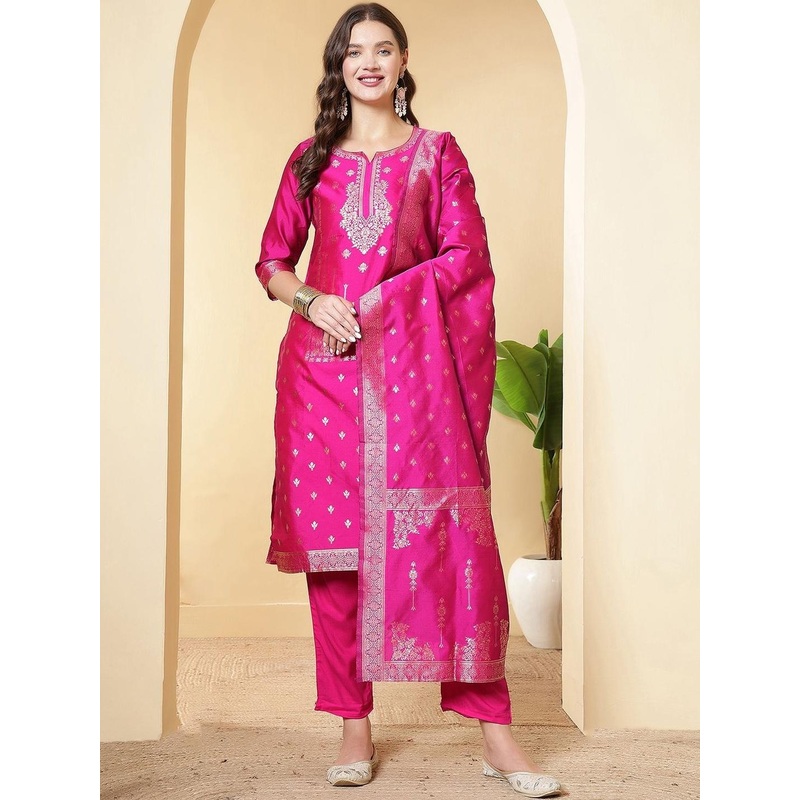 Anouk Rustic  Women Ethnic Motifs Regular Kurta with Trousers & With Dupatta