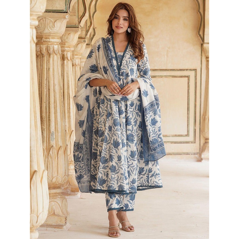 Anouk Rustic Women Floral Printed Kurta with Trouser & Dupatta