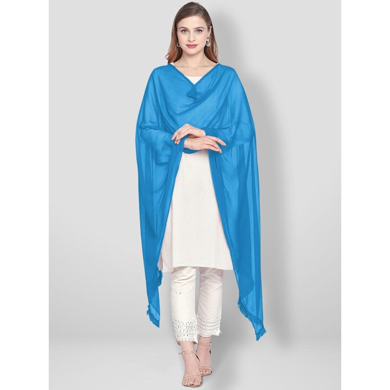 Dupatta Bazaar Turquoise Blue Solid Dupatta