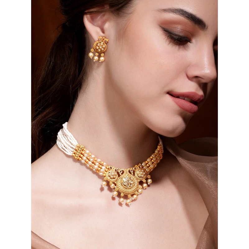 Rubans Stone Studded & Beaded Jewellery Set