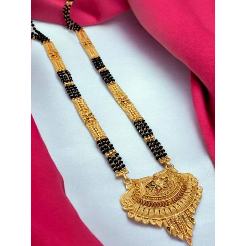 THE OSTRICH COLLECTION Gold-Plated Artificial Beads Mangalsutra