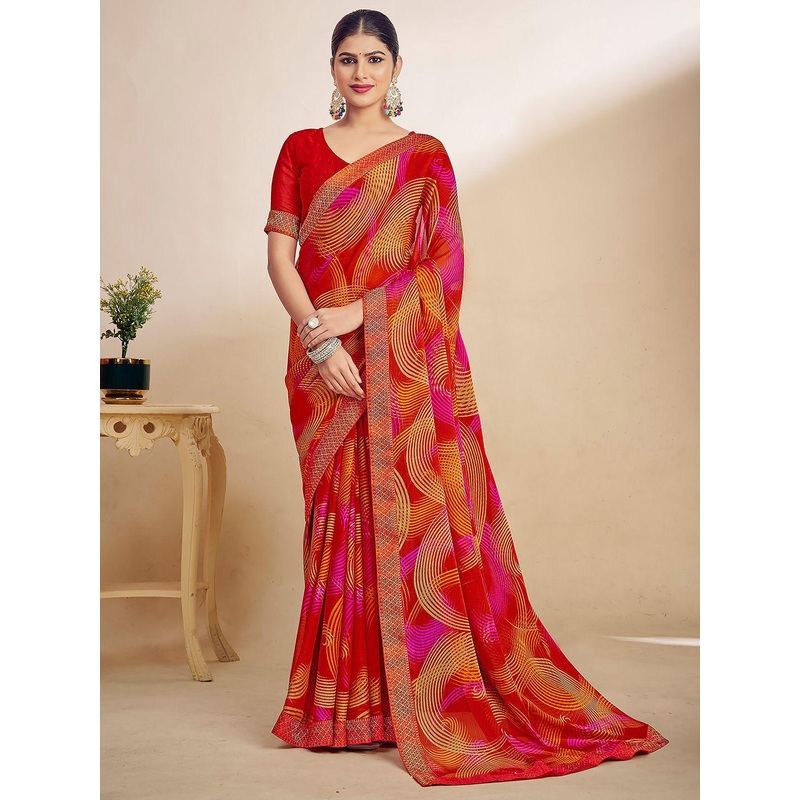 Anouk Rustic Floral Pure Chiffon Saree