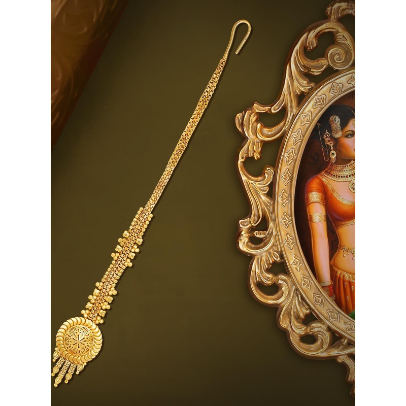arch fashion Women Gold-Plated Traditional Micron Maang Tikka Head Jewellery