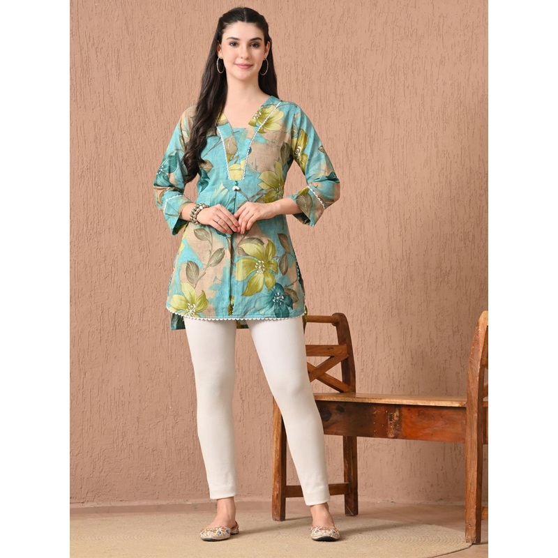 HARIKS Women Floral Printed V-Neck Tunic