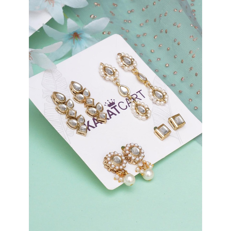 KARATCART Women Set of 4 Gold Plated Classic Earrings