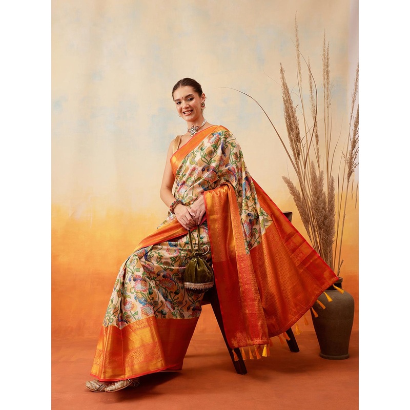 Silk Land Floral Printed Art Silk Ready to Wear Saree