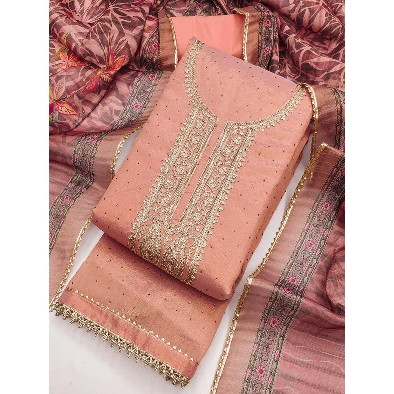 TAVAS Embroidered Sequinned Unstitched Dress Material