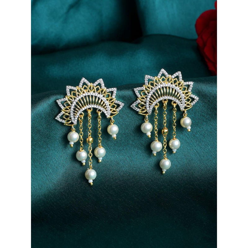 Voylla Gold-Plated Contemporary Drop Earrings