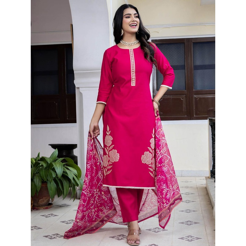 AARAGANA Women Pink Kurta Sets