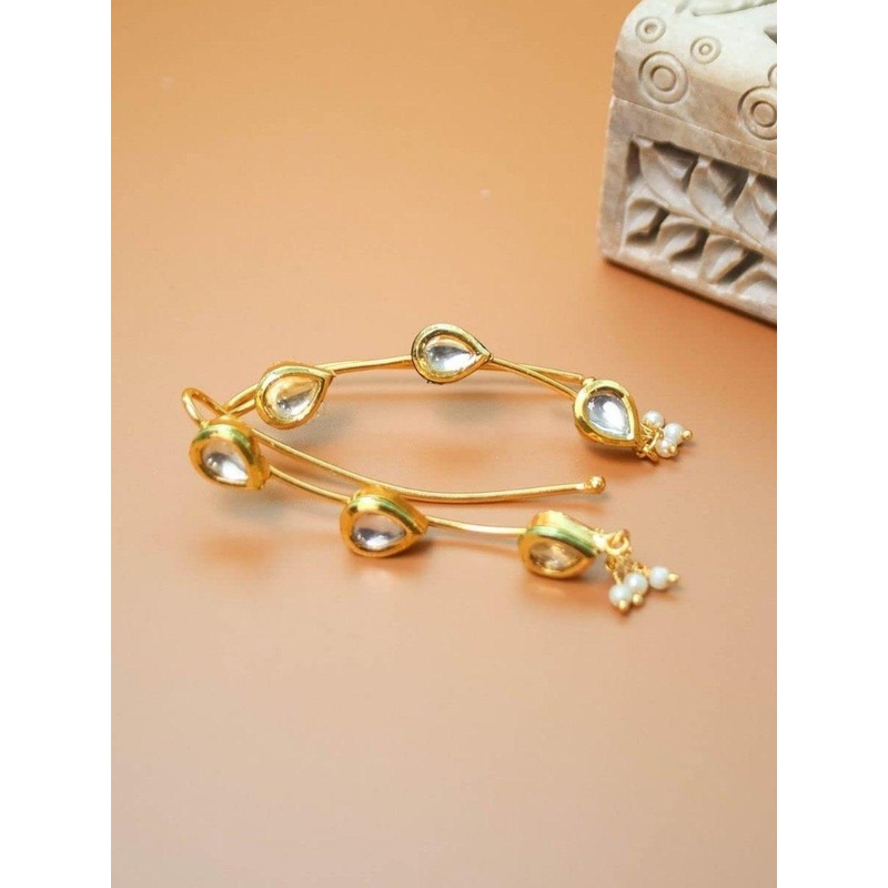 Anouk Gold-Plated Kundan Studded Contemporary Shaped Ear Cuff