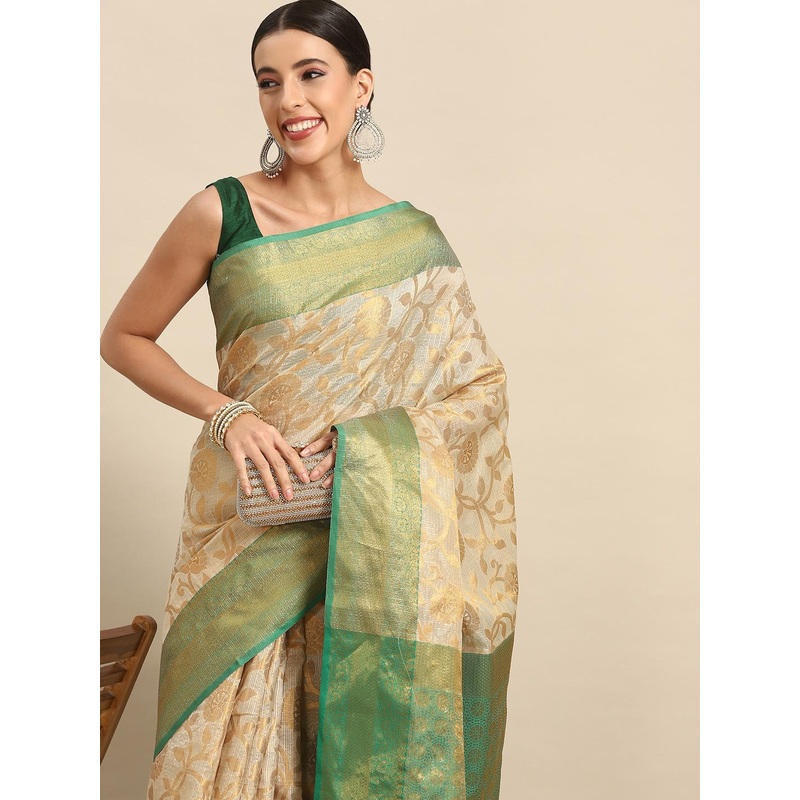 Silk Land Floral Zari Tissue Mysore Silk Saree