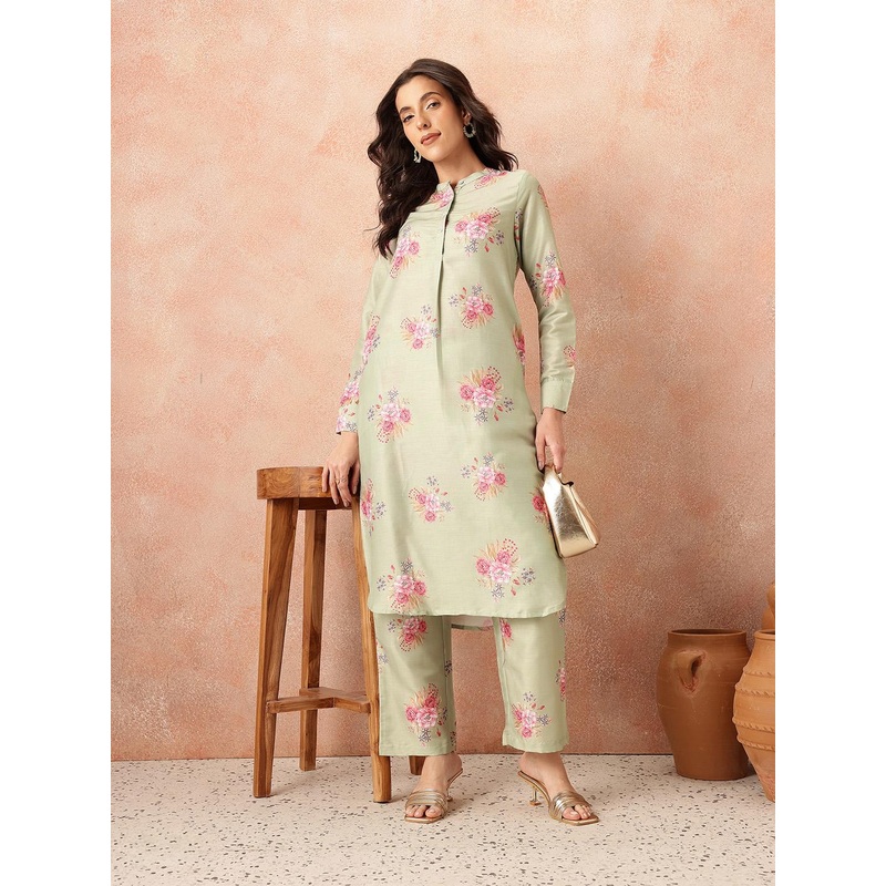 all about you Floral Printed Kurta with Trousers
