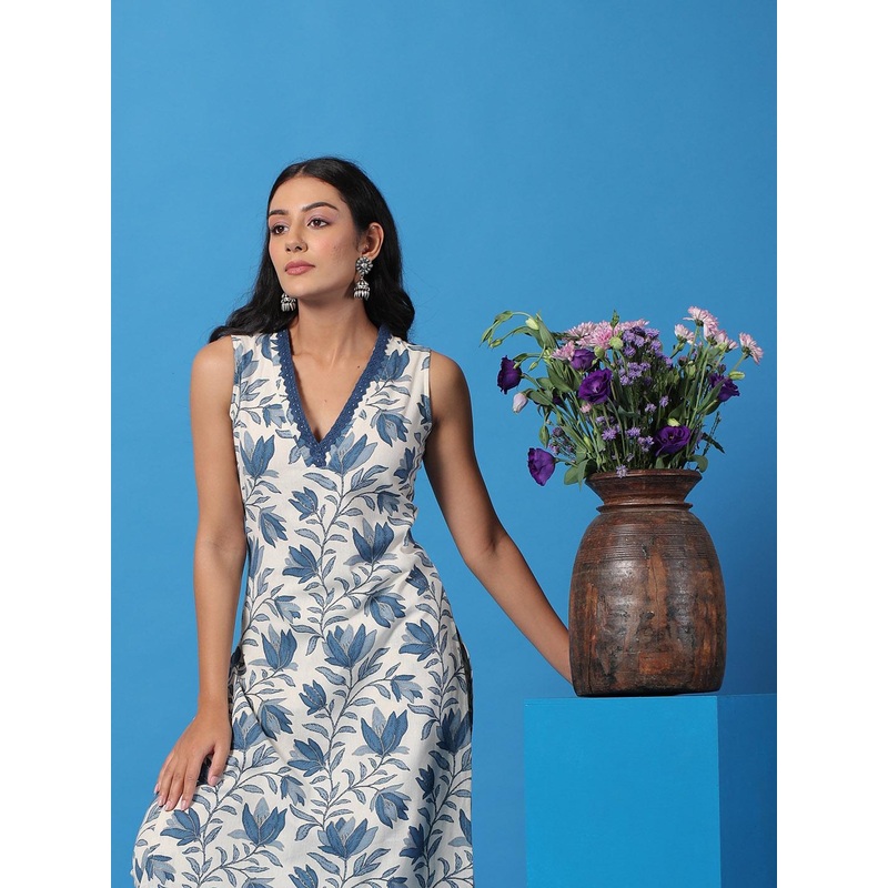 anayna Women Floral Printed Regular Kurta with Trousers