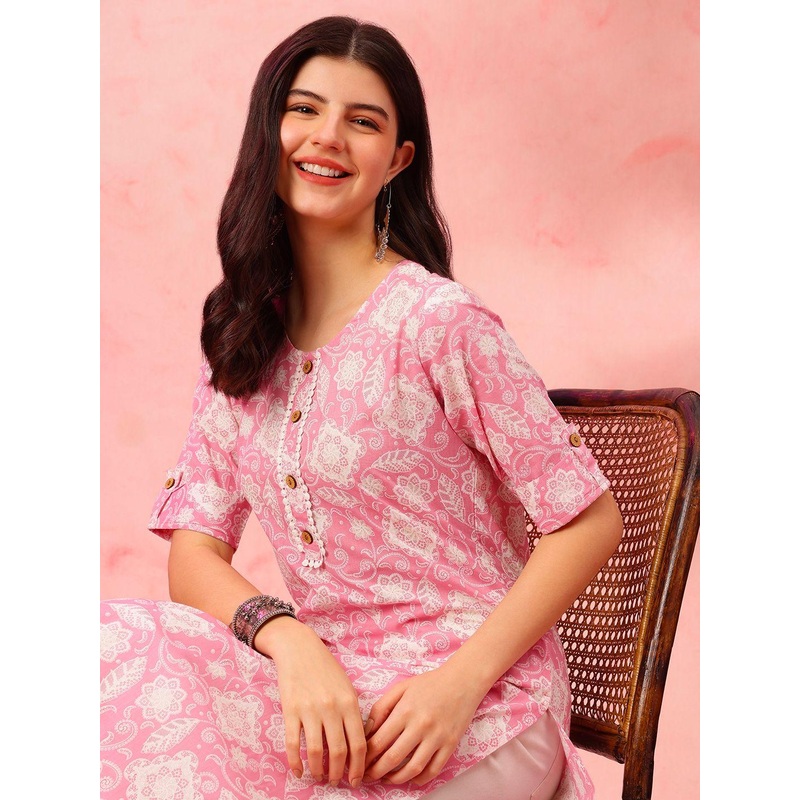 Anouk Rustic Bandhani Printed Cotton Straight Kurta