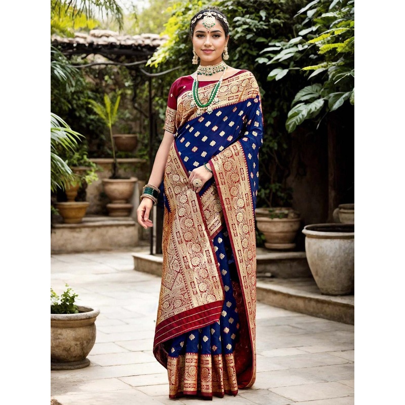 Anouk Rustic Ethnic Motifs Woven Design Zari  Kanjeevaram Saree