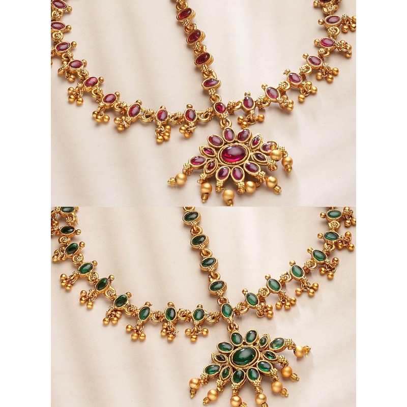 Anouk Set Of 2 Gold-Plated Artificial Stones Studded Reversible Maang Tikkas