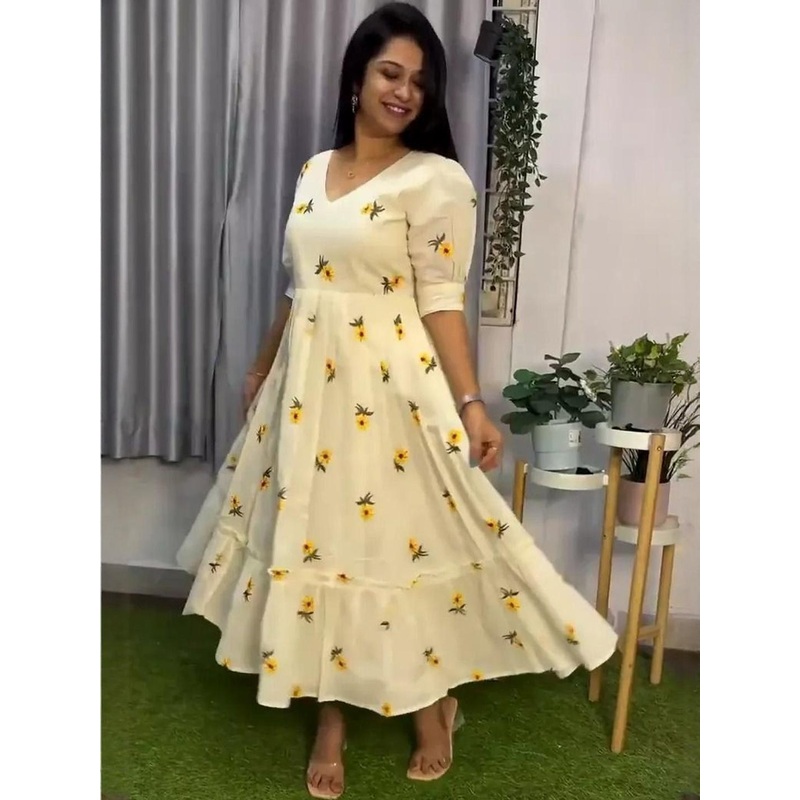 CORSICA Women White Solid Polyester Fit and Flare Dresses