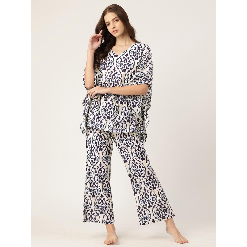 ETC Ethnic Motifs Printed Pure Cotton Kaftan Night Suit