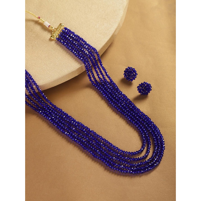 KARATCART Blue Gold Plated Beaded Jewellery Set