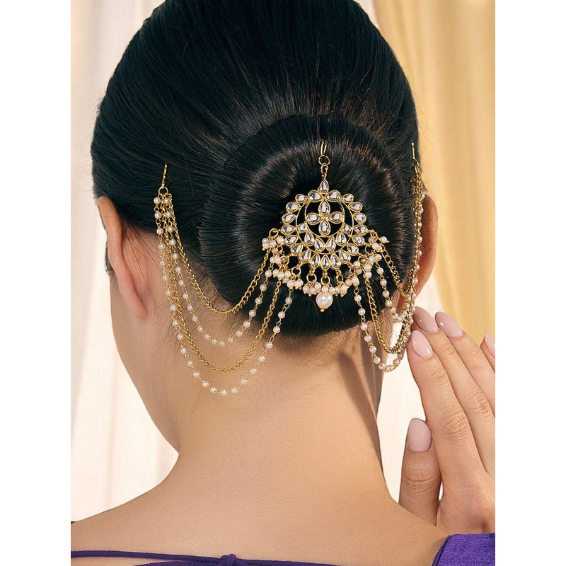 OOMPH Women Kundan Studded Sheeshphool Head Jewellery